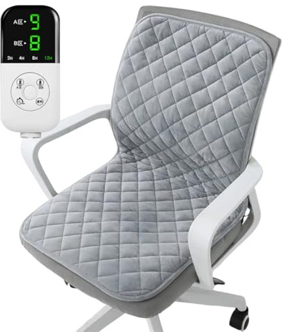 IFIKK 45x90cm Electric Heated Seat Cushion Office Chair Heating Mat Smart Timer Winter Warming Pad Integrated Backrest Pad (A001)