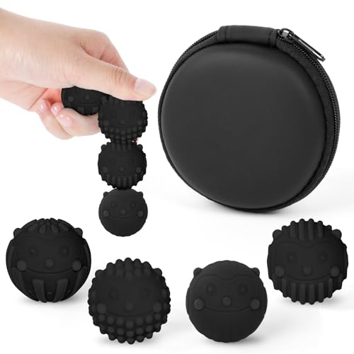 Ainiv 4pcs Balle Anti-Stress Adulte, Boules Magnétiques Texturées Sensoriels, Jouets Anti-Stress Magnétiques, Silicone Fidget Toys pour TDAH, Autisme et OCD (Noir)