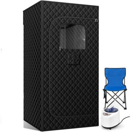 Bärbar ångbastu bastu for hemmabastu Tält Bastulåda 3/4L 1000/2000W ångbåt och hopfällbar stol(Metal Pipe 3L)