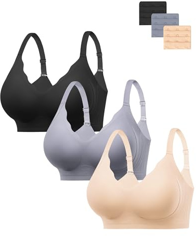 HBselect Wireless Jelly Bras for Women Comfort Seamless Push Up Tshirt Bra | 3PCS Full Coverage, No Underwire, Everyday Comfort, Support Gel, Convertible&Invisble, Push Up, Scalloped Lift Bralette