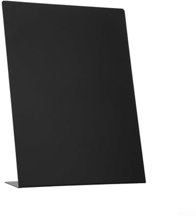 DAZZLEEX Tableau d'affichage magnétique en forme de L en métal avec support vertical, tableau d'affichage magnétique pour table ou mur au bureau, à la maison, au restaurant ou à l'école, noir, 28