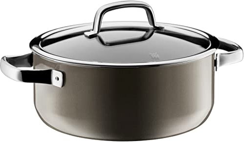 WMF Fusiontec Mineral Kochtopf groß 24cm, Glasdeckel, Bratentopf Induktion 4,4l, High-Tech Keramik, kratzfest, braun