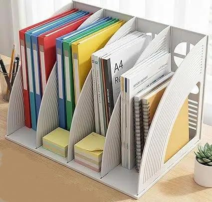 LONTG Porte-revues A4 Pliable Porte-Revue Bureau avec 4 Compartiments Organisateur de Bureau Classeurs à Revues Boîte de Rangement Porte Magazines Organisateur Documents pour Maison Scolaire