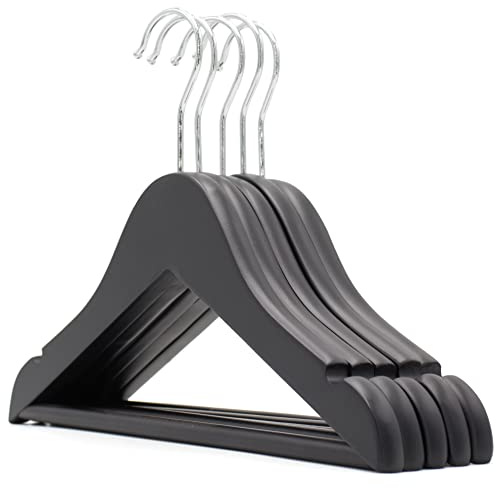 The Hanger Store 10 Childrens Black Wooden Coat Hangers, For Baby & Toddler Clothes - Choose Colour