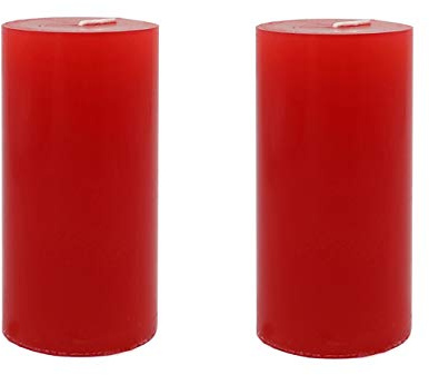 KuTi Kai Solid Colour Pillar Candle,Unscented Smokeless Cotton Wick - Long Burn Time, Suitable for Weddings, Church, Home Decoration, Restaurants, Spa 2pcs/Set (Red, 5x7.5cm)