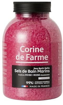 Corine de Farme Sels de Bain Marins Sensual Rose - Sels Parfumés à la Rose pour le Bain ou le Spa - Formule 99% naturelle, Adaptée aux Peaux Sensibles - Moment Détente, Zen & Sensualité - 1.3 kg