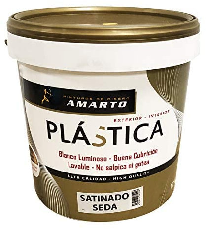 Pintura Plastica Satinado Seda, pintura vinilica brillante para paredes de yeso, escayola, cemento, etc. (4 L.)
