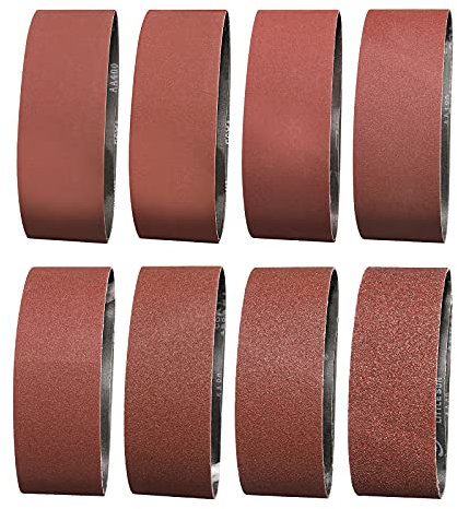 Sruhrak Schleifband 75X533mm- 16 Stück Bandschleifer Schleifbänder, je 2 Stück Körnungen 40/60/80/120/180/240/320/400 Schleifband-Set, zum Schleifen, Feilen, Schärfen und Entrosten