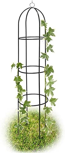 BAKAJI Supporto per Fiori e Piante Rampicanti Gratticcio da Giardino in Metallo Nero Dimensione 185 x 40 cm Forma Obelisco Accessori Giardinaggio Decorazioni Esterno
