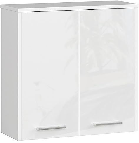 AKORD - Mueble alto para inodoro suspendido | fino L60 | 2 puertas | estantería de pared | cómoda de baño | armario | almacenamiento | aseo de pared | Armario de cocina | 60 x 60 x 22,5 cm | Peso 18