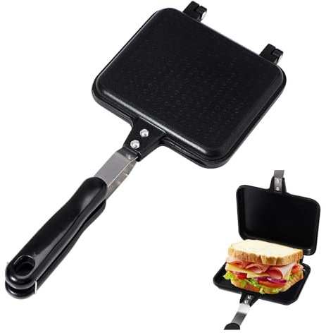 Tomotato Appareil à croque-monsieur, double face, anti-adhésif, toasted toasted panini grillé, panini en aluminium, pour petit déjeuner, toast, panini gaufre