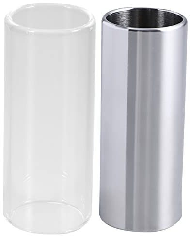 DRESSOOS 2pièces Guitare Slide Verre Et Acier Inoxydable Pour Guitare Électrique Et Basse Transparent Et Argenté