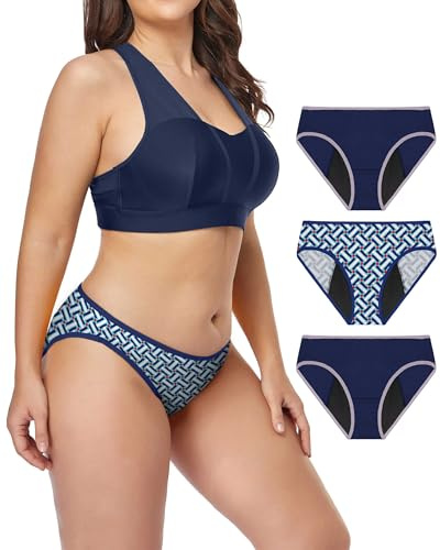 Neione Donna Mutande Mestruali Slip Ciclo Mestruale Assorbenti Post Parto Mutandine Brasiliana Modal Pacco da 3 Mosaic XL
