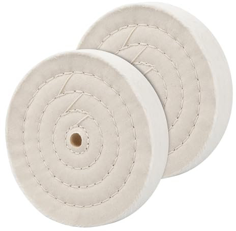 Shengxi 150mm Disco de Pulido de Algodón 2 Piezas Ruedas de Pulido para Amoladora de Banco Rueda Pulidora en Espiral con Orificio de 12,7 mm 70 Capas para Coche Aluminio Cromo Porcelana