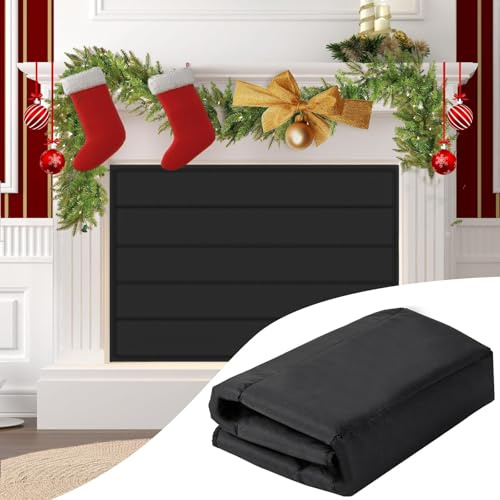 Öppen spisskydd, magnetisk eldstadsblockerare filt stoppar värmeförlust, inomhus öppen spis dragstoppare spara energi, magnetisk eldstad dragskydd för järneldstad ram (94 x 89 cm)
