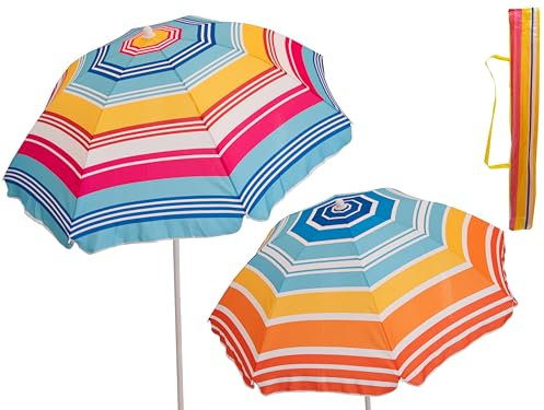 Teorema Parasol de plage en polyester, inclinable, diamètre 180 cm, tube 28/32 mm, hauteur 195 cm, avec sac de transport en nylon