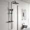 YOOZENA Duscharmatur Schwarz, Duschsystem mit Thermostat, 26x19cm Kopfbrause, Duschkopf mit Schlauch und Halterung, Regendusche mit armatur