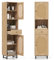 LIFEZEAL Badezimmerschrank PE-Rattan, Badschrank Hochschrank mit verstellbaren Regalen, Aufbewahrungsschrank für Badezimmer, Wohnzimmer, Küche, 40 x 30 x 170 cm, Natur
