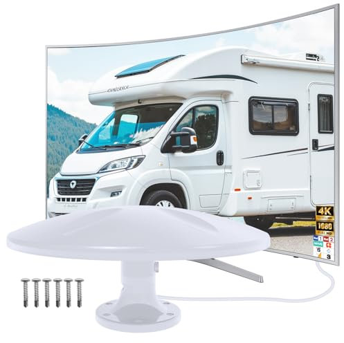 Rv antenna,antenna tv esterno, antenna TV Freeview ad alto guadagno per camper con amplificatore di ricezione a lungo raggio, impermeabile per camper, HDTV esterna, camper, roulotte