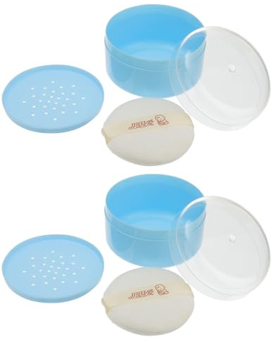 TOYANDONA 2st Puff Box För Babypuder Praktisk Förvaring Hudvårdspuder För Pojke Flicka Och Pojke Flicka Blå