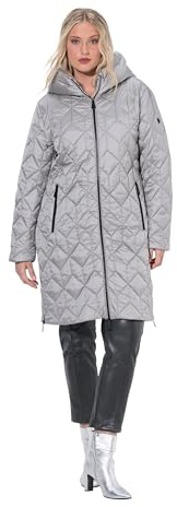 Ulla Popken Cappotto Trapuntato, Funzionale e Idrorepellente HYPRAR con Cappuccio Grigio Ardesia 46+ 841363310-46+