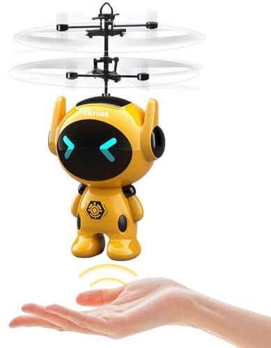 Robot Flying Toys Kids Drone, Helicopter Toy Hand Controlled with LED Light | Flying Ball Cool Toys Gifts for 3 5 6 9 12 Year Old Boys Girls Beginner Indoor Outdoor Garden Games