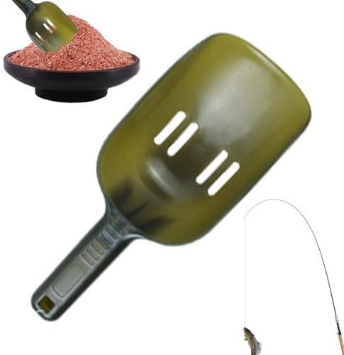 Shovel for Fishing, Carp Bait Spoon with Drainage Holes, Non-Slip Portable Feeding Spoon for Tilapia, Beginners, Saltwater, Boat, Shore Anglers