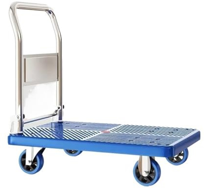 Handkärra, Hopfällbar 4-hjulig handtruck, bärbar tyst lagervagn Hopfällbar handkärra(Blue,72x48cm)