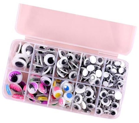 jojnsha 260/350/750/1380 Pièces Adhésifs Yeux Mobiles Artisanat Rond pour Artisanat Autocollant Oeil pour Scrapbooking Crochet Jouet Wiggle Adhésif pour Animaux Crochet