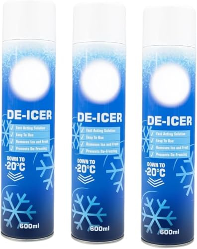 Homesecret Pack of 3 De-icer Spray For Car 600ml | Deicer Car Windscreen Spray Fast Acting Melts Ice and Frost Quickly For Windows/Mirrors | Operates at -20°c and Prevents Re-Freezing.