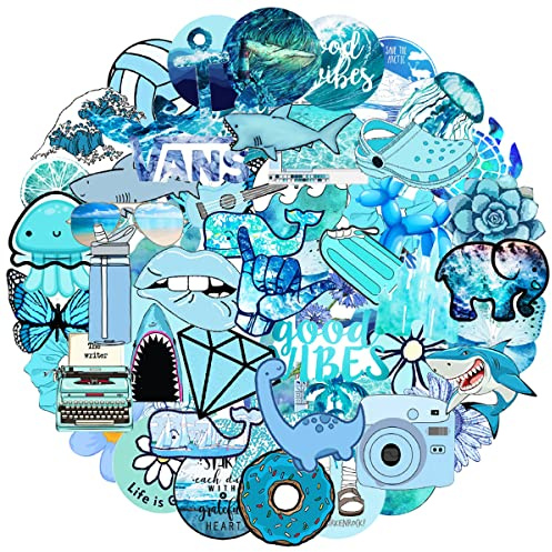 MARSFORCE Vsco Bleu vinyle imperméable autocollant pour ordinateur portable bagages de voyage valise bouteille d'eau skateboard vélo voiture pare - chocs casque guitare jouet scrapbooking [53pcs]