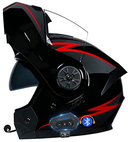 Klapphelm Motorradhelm, Bluetooth Integralhelm, Mit Doppelvisier, ECE Genehmigt, Hochfeste Schale, Atmungsaktiv Und Bequem, Für Erwachsene, Frauen Und Männer