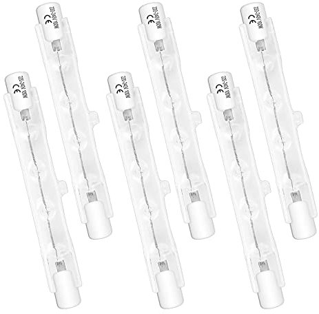 Caldarax 6 Stück R7s Halogenstab 78mm 100W, Dimmbar Linear Halogenstab, 2700K Warmweiß,1500LM, AC 230V, J78 Halogenstab Leuchtmittel, für Stehlampen, Baustrahler, Landschaftslichter, Sicherheit