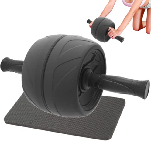 LEZER Ab Roller Wheel, Abdominal Workout, Extra Wide 5.5, Exercise Wheel, Home Gym Fitness Equipment, Core Strength, Muscle, Thick Knee Pad, Made In Taiwan Black