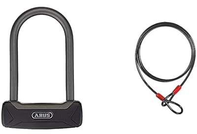 ABUS Bügelschloss Granit Plus 640/135HB150 - ABUS-Sicherheitslevel 12 - Schwarz & Schlaufenkabel Cobra 12 - Sicherung für Fahrrad- und Motorrad-Zubehör - 1,2 Meter lang, 12 mm stark