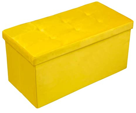 HomeHarmony® Velvet Folding Storage Bench Ottoman Footrest Seat Toy Box Storage Chest (Ochre, Large)