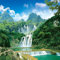 GIVLWF Green Mountain Waterfall Wall Mural Photo Wallpaper, Source of River Landscape Decoration, Dining Room Kitchen Home Decoration 150 x 105 cm