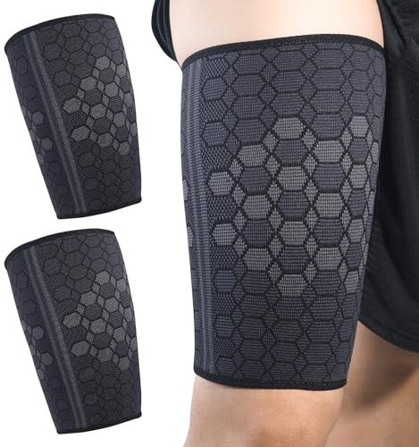 SLEEKEE 2 vendajes de compresión para muslos y muslos para mujer, transpirable, color negro