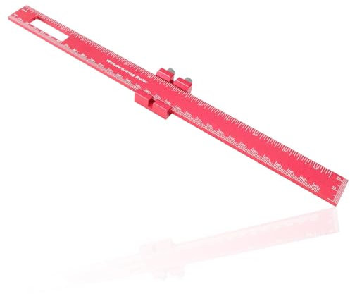 FINELYCR Streichmass, Rot Anreisswerkzeug Made, Streichmaß Metall mit Doppelte Schraubenfixierung, Präzise Messung, Langlebig, für Messen, Markieren, Anreißen und Zeichnen