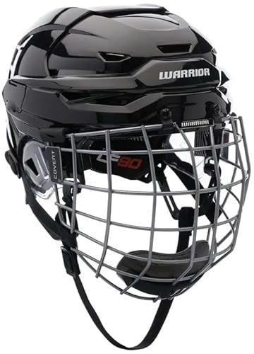 Warrior Covert CF 80 Hockey Helmet with Cage, Multi-Layer VN and Impax Foam Liner, Black (Medium 22.0 - 23.2 (56.0-59.0 cm))