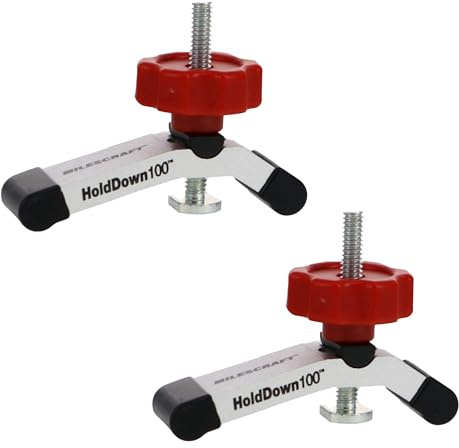 Milescraft 4035 Hold Down 100 2 Pack T-Track Mini Hold Down Clamp. 3-1/8 L x 5/8 W, Anodized Heavy Duty T Track Clamps for Woodworking