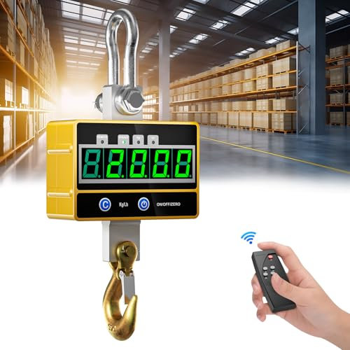 Ovshnrr Balance de Grue 2T, Balance Industrielle Écran LED, Balance Suspendue Electronique de Haute Précision, Dynamomètre avec Télécommande pour les Machines de Précision