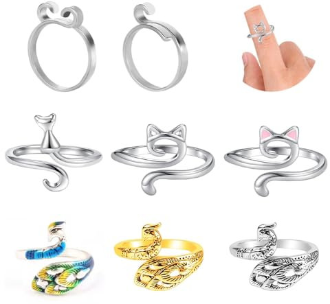 GROVBLE 8 Stück Häkelring, Strickring Finger Metall Offene Garnführung Häkelringe, Häkel Ring Häkelringe Finger Crochet Ring, Verstellbare Strickschlaufe Häkelring Für Häkeln Mutter Oma Geschenke