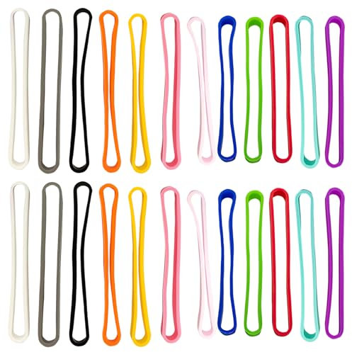 24 Stück Dicke Rubber Bands Robuste Aus Silikon, Gummiband Breit Haushaltsgummi, Gummiringe Breit Gummibänder, Wiederverwendbar Für Bücher Notizbücher Schulbedarf Kunst Basteln (Bunte)