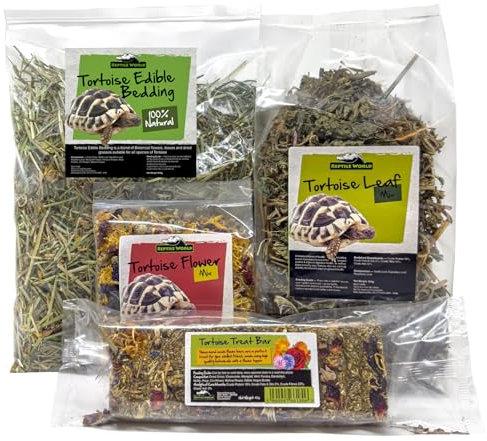 Reptile World Tortoise Forage Kit | Healthy Treat Bundle for Tortoises, 100% Natural Food, Enrichment, and Treats | Edible Bedding, Flower Mix, Leaf Mix
