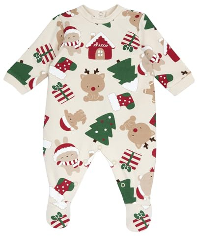 Chicco, Grenouillère Noël Bébé Garçon et Fille en Tissu Doux, Idées Cadeaux Bébé Noël, Vêtements Bébé 0-24 Mois, Designed in Italy