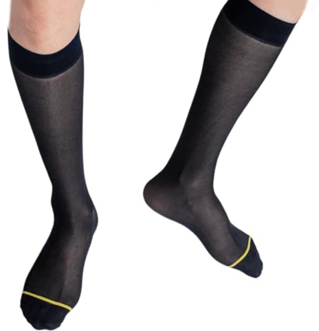 pumpumlia Sheer Business Chaussettes mi-mollet pour homme confortables en nylon polyvalent transparent pour costume formel