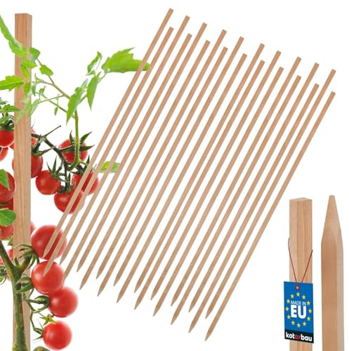 KOTARBAU® Set med 20 tomatstavar, växtstavar, 120 cm, staketstolpe, trästolpar, spetsigt, växtstöd, staketstolpar, växtstöd, träväxtstavar för stabilisering, växtstöd