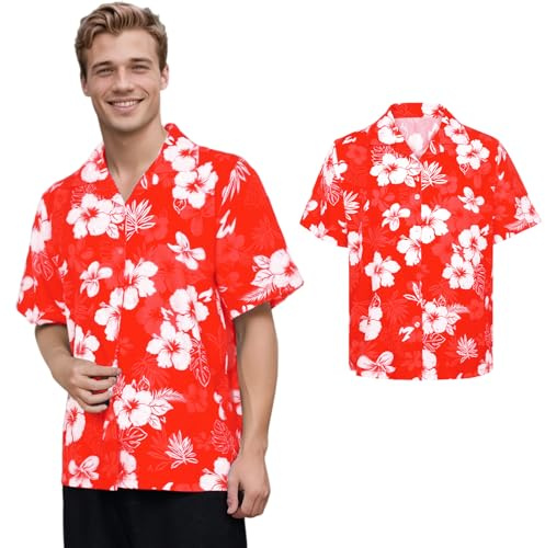 Moerstar Chemise Hawaïenne Manche Courte Homme, Chemisette Hawaienne Homme, Chemise Ete a Fleur pour Vacances d'Été Fêtes sur la Plage