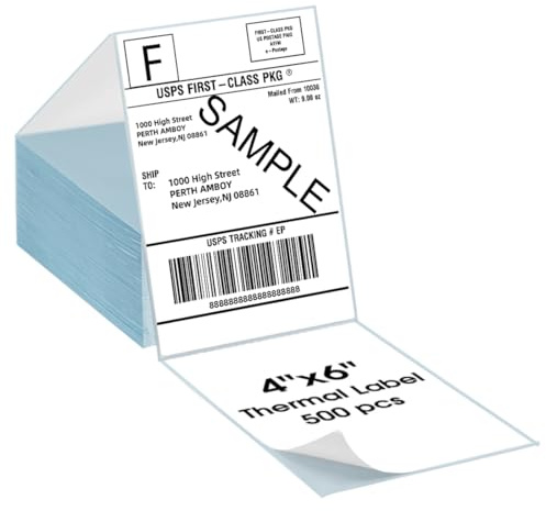 Vretti Etiquetas térmicas de envío de 101.6X152.4mm (4 x 6),500 etiquetas/pila,etiquetas de envío directo, Compatibles con Vretti Impresoras de Etiquetas, Ideal para Envíos